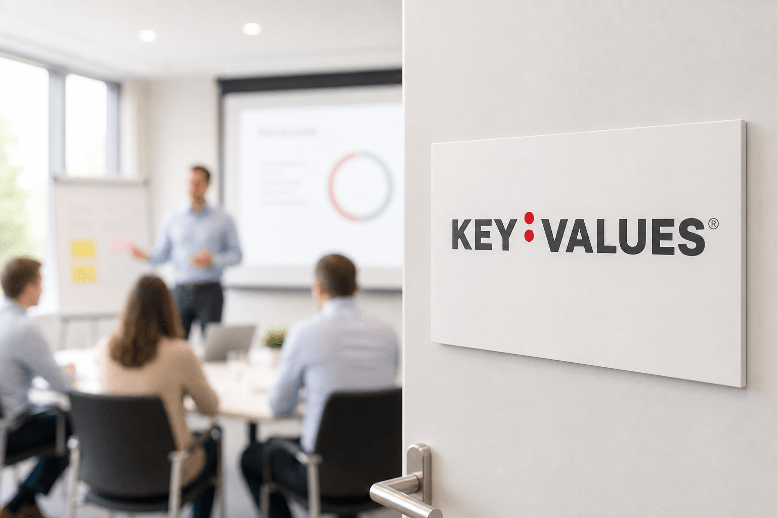 Halboffene Tür mit Blick auf Training von KEY VALUES