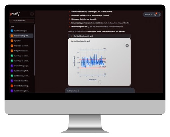Bildschirm mit Beispiel-Screen von procify